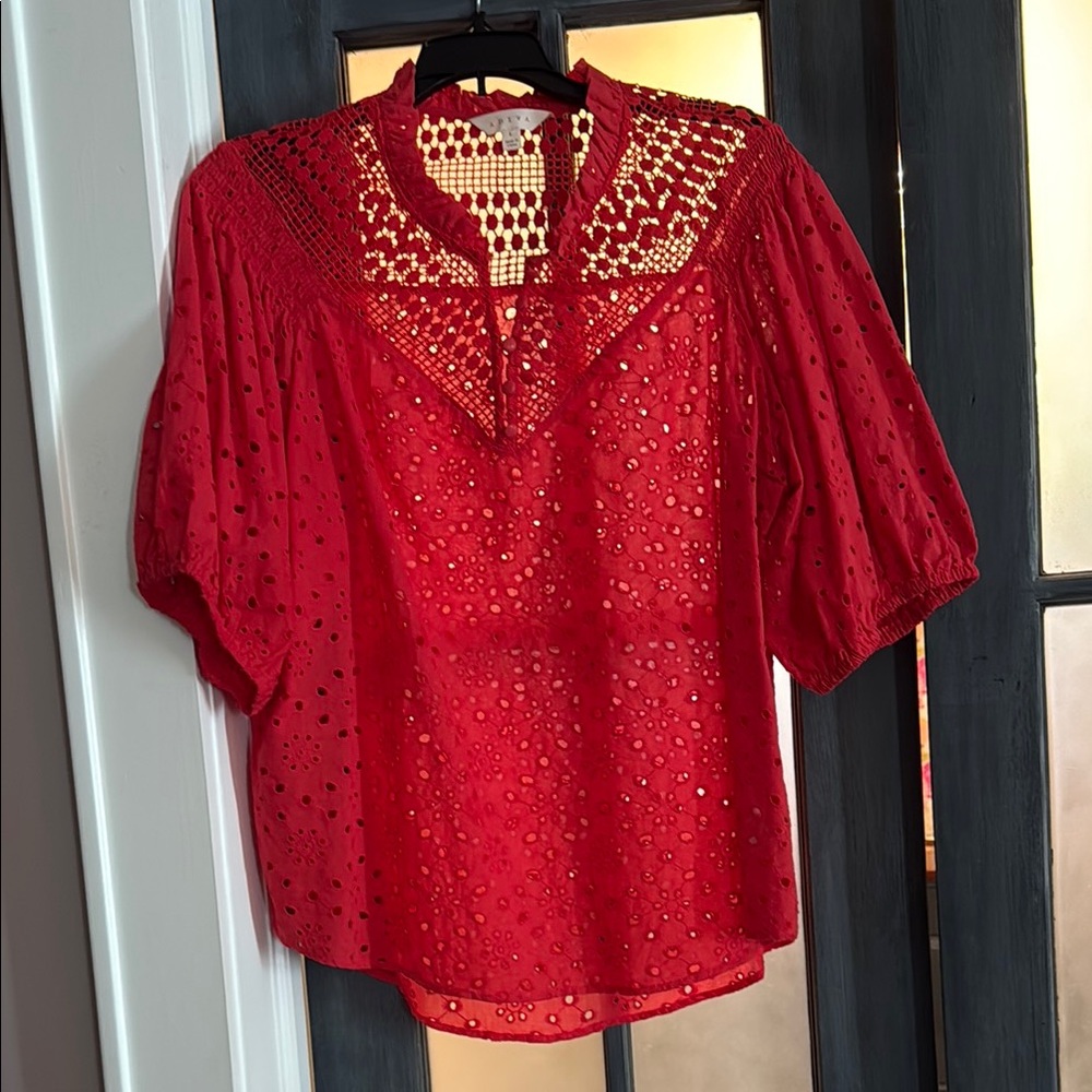 Red Eyelet Women's Top